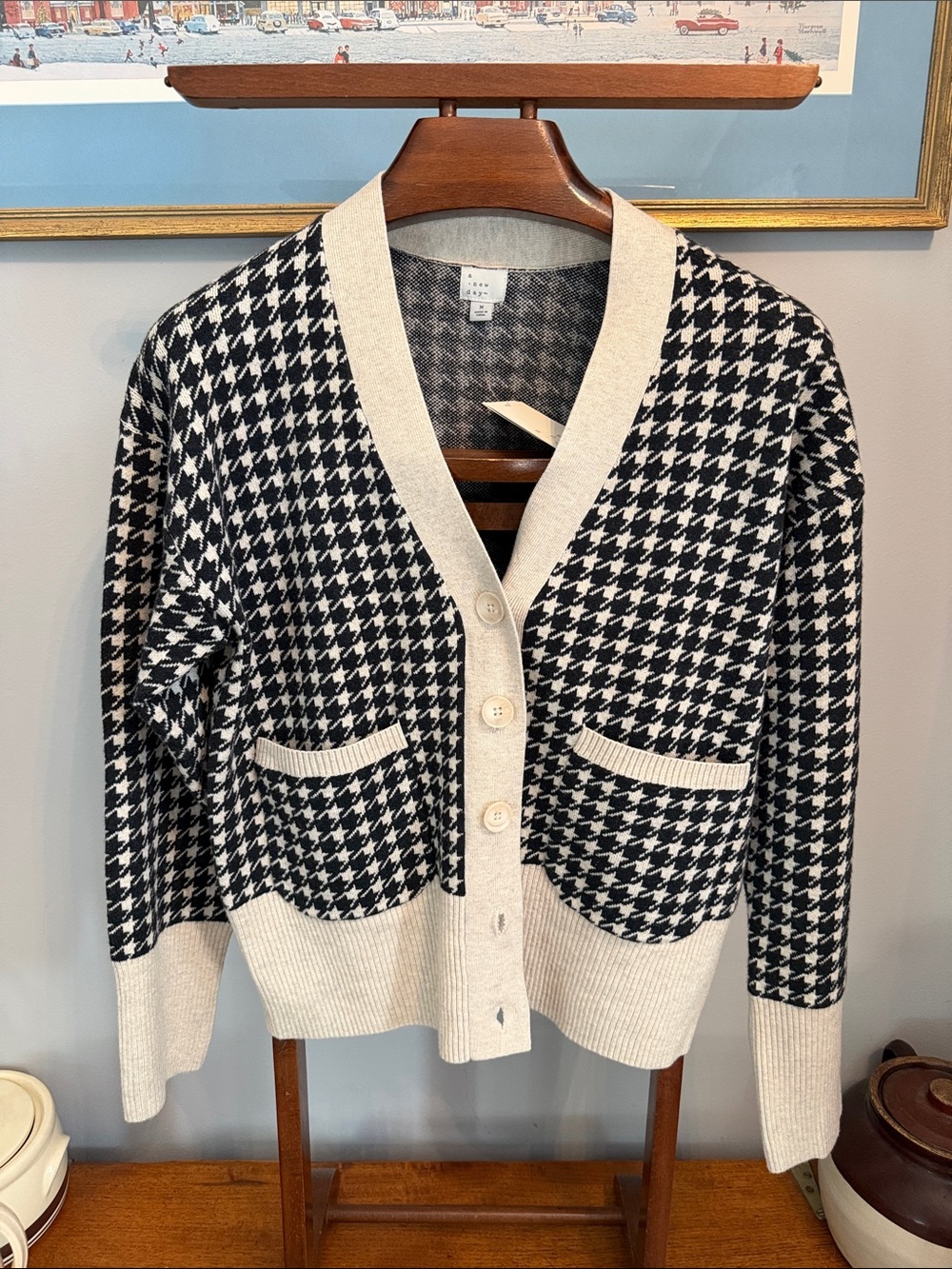 Houndstooth Button Cardigan